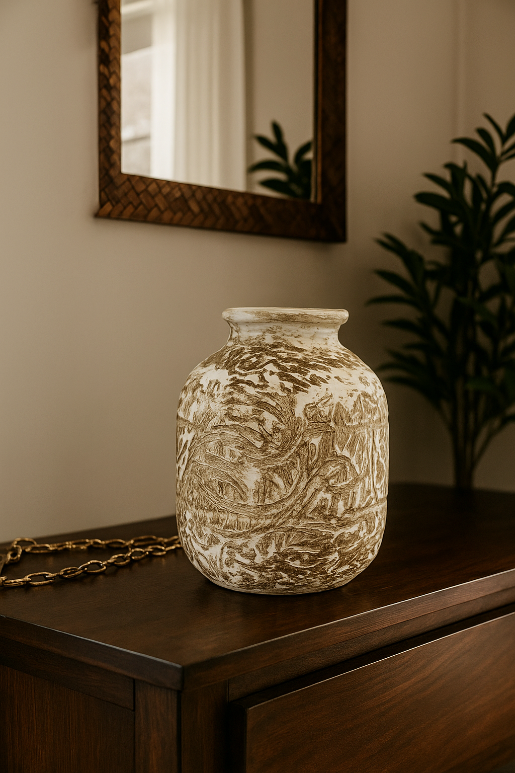 Whispering Grove Artisan Carved Vase