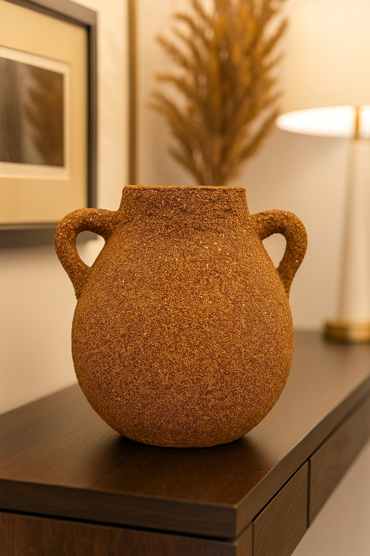 Terracotta Ember Rustic Handled Vase