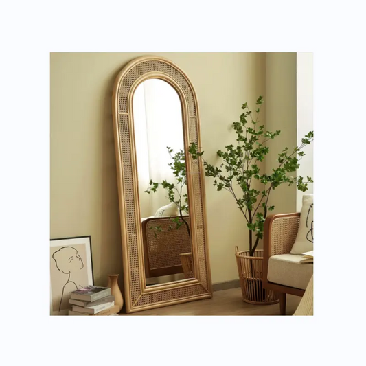 Solstice Weave Rattan Floor Mirror