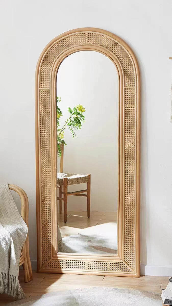Solstice Weave Rattan Floor Mirror