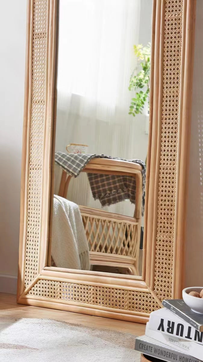 Solstice Weave Rattan Floor Mirror