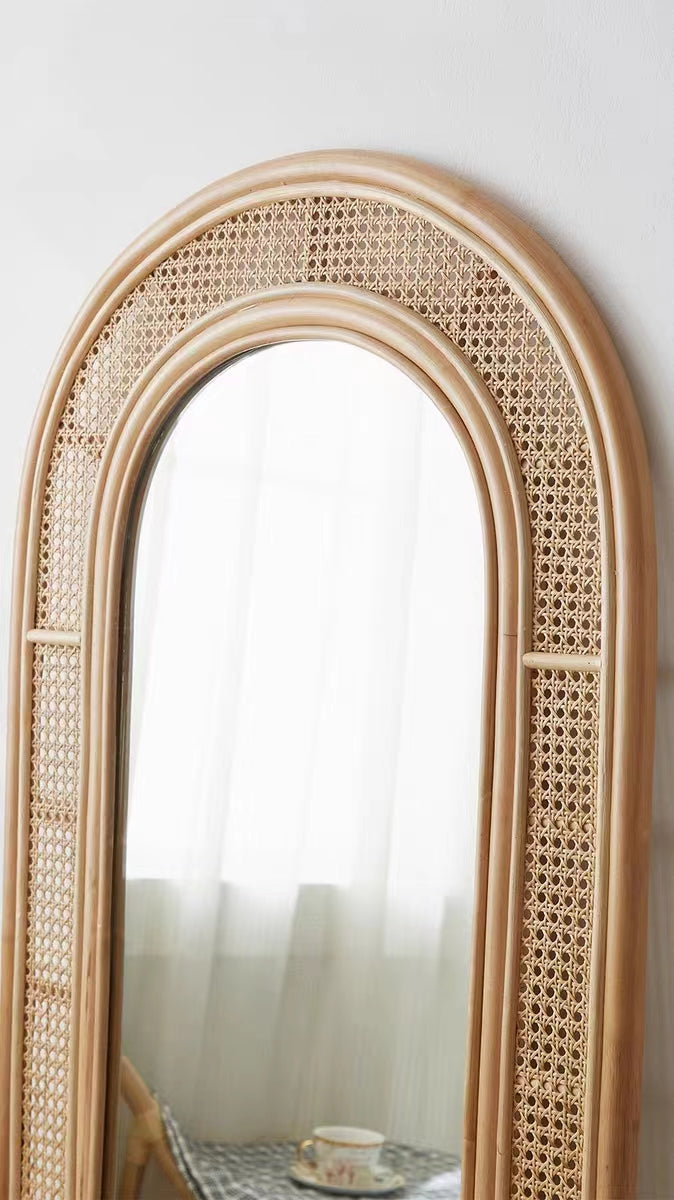 Solstice Weave Rattan Floor Mirror