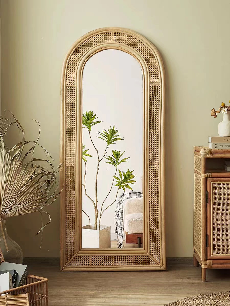 Solstice Weave Rattan Floor Mirror